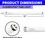T12 15 Watt Fluorescent Bulb, 18 Inches F15T12/CW Straight Fluorescent Tube, Medium Bi-Pin Base, Cool White 4000K 800 Lumens 4 Pack