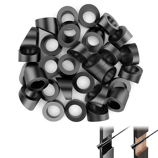 CKE 30 Pack 3/8" Black Angle Beveled Washers for Cable Railing, 30 Degree Beveled Washers for 1/8" 5/32" 3/16" Stair Deck Cable Railing Kit, T316 Stainless Steel Black Cable Railing Angle Washer,BCR17