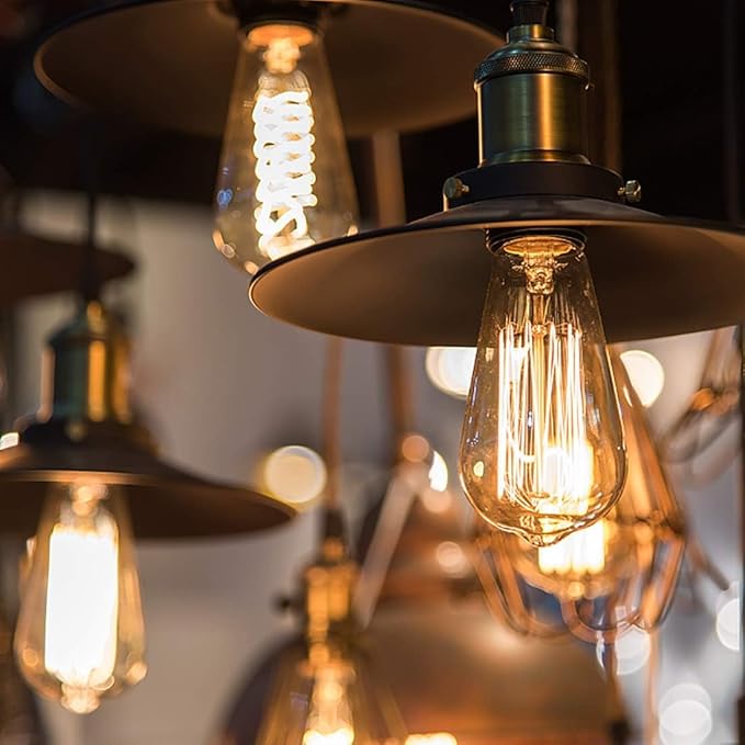 LUXON 8-Pack Edison Bulbs,Antique Vintage Style,Incandescent Light Bulb,Dimmable,Amber Warm 60W E26 Base for Wall Sconce Chandelier Retro Fixture