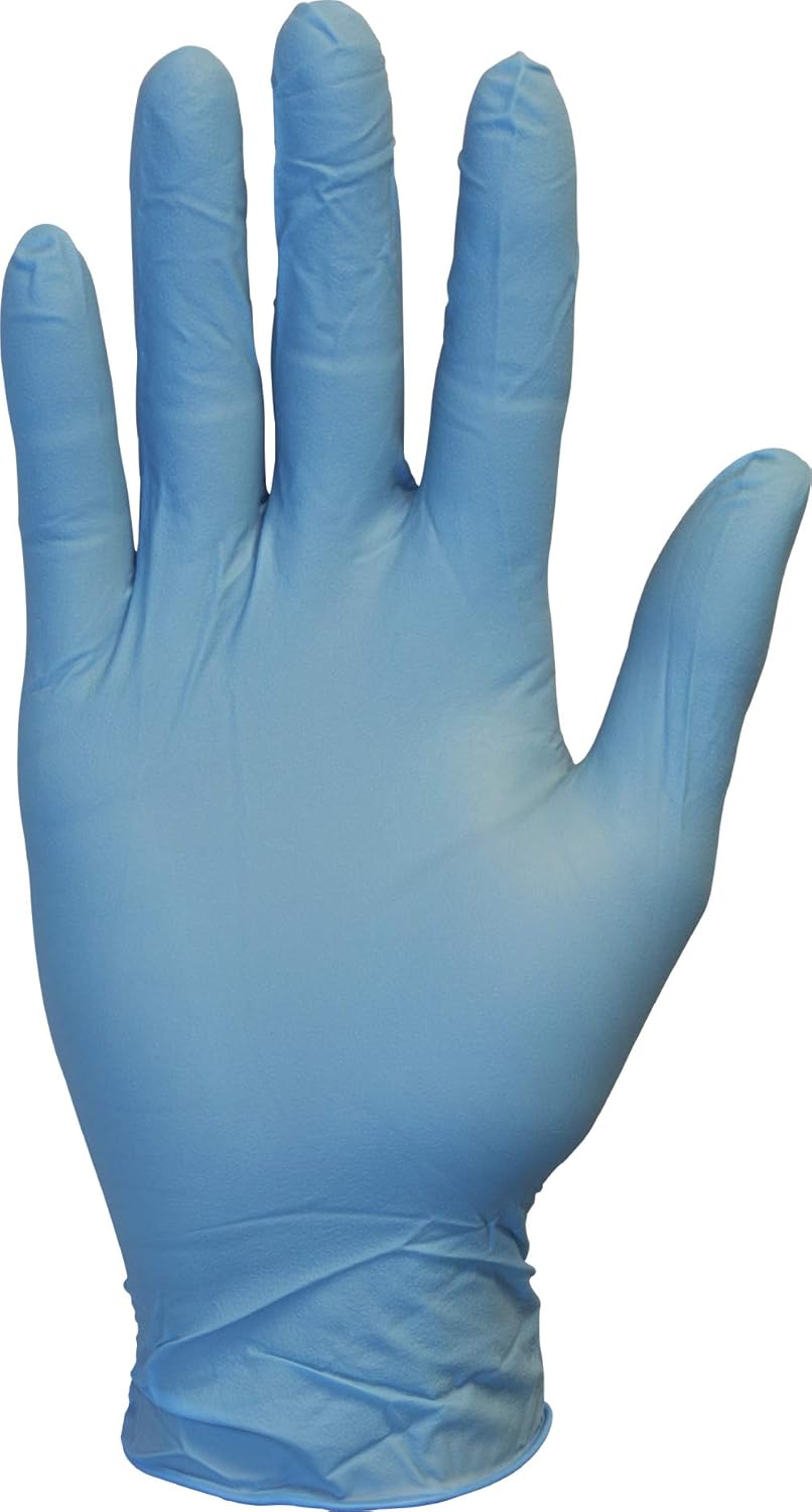 The Safety Zone GNPR-MD-1A Powder Free Blue Nitrile Gloves, Medium, Case of 1.000