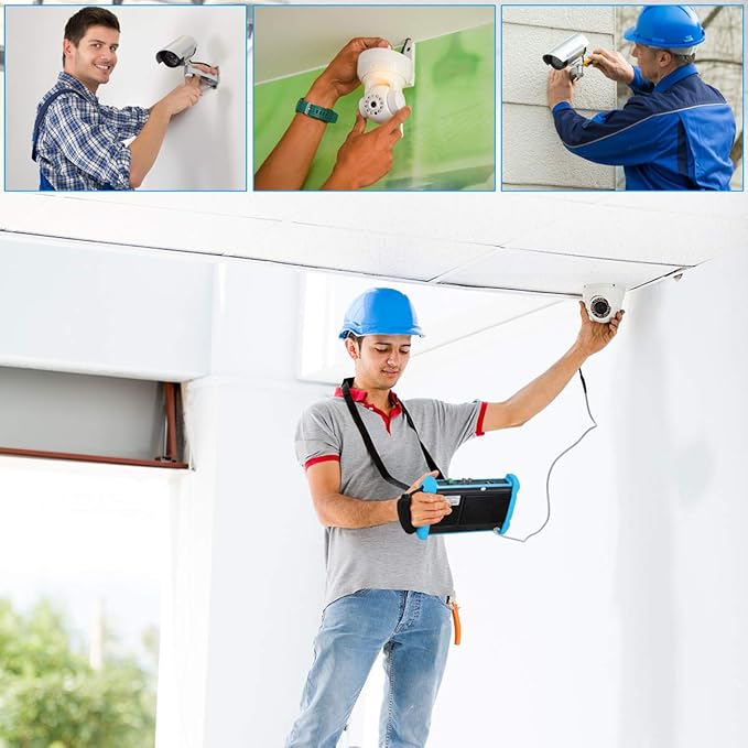 Koolertron 7" IPS Touch Screen 4K H.265 IP Camera Tester - POE/WiFi, CVBS Analog Tester, HDMI Output, RJ45 TDR, 8GB TF Card, Dual Window Test, Firmware Upgrade