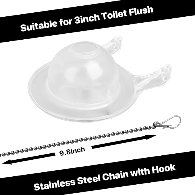 3-Inch Toilet Flappers Replacement Kit for Gerber 99-827, 3 Inch Toilet Flush Valve with Stainless Chain and Hook, High Performance Silicone Toilet Flapper - Reliable Toilet Flapper (Clear 2 PCS)