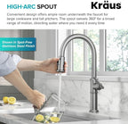 KRAUS Allyn Traditional Industrial Pull-Down Single Handle Kitchen Faucet in Brushed Gold, KPF- 4100BG