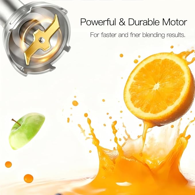 MegaWise Blender Handheld 12-Speed Stainless Steel Electric Hand Blender, 5 in 1 Immersion Handheld Blender，Titanium Blades Hand Blender, Milk Frother Wand,with 600ml Whisk Beaker and Chopper (black)