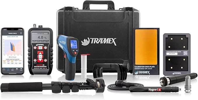 Tramex Concrete Determinator Inspector Kit CDIK | Moisture Meter, Humidity Probe & Infrared Thermometer for Completing a Full Concrete Moisture Test | Measure Moisture Content in Concrete Flooring