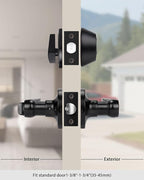 Gobrico 2 Pack Exterior Door Lever Lockset with Single Cylinder Deadbolt Black Door Handle with Deadbolt Lock Set Keyed Alike, Matte Black Finished