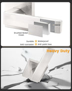 Gobrico 6 Pack Hall and Closet Levers Passage Door Handles Locks for Interior Door Satin Nickel Finished with Square Plate