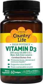 COUNTRY LIFE Vitamin D3 10000 IU, 60 CT