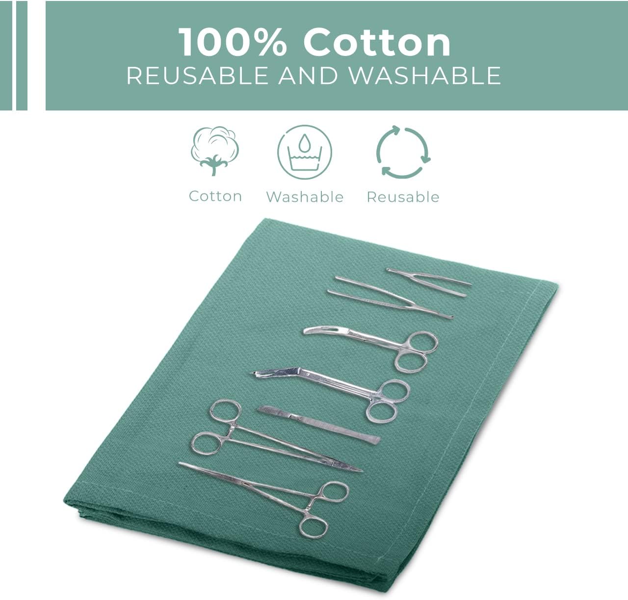 Avalon Towels Surgical Huck Towels (Pack of 12) Size 17x26 Inches, 100% Cotton Cleaning Cloths, Multi-Purpose, Perfect for Hospitals and Home (Green)