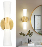 kudos Wall Sconces 16inches Gold Vanity Light Fixtures, Modern Sconces Wall Lighting with Milk White Glass, Dimmerable 3000K/4000K/5000K for Bathroom Bedroom, KDVL13-GD