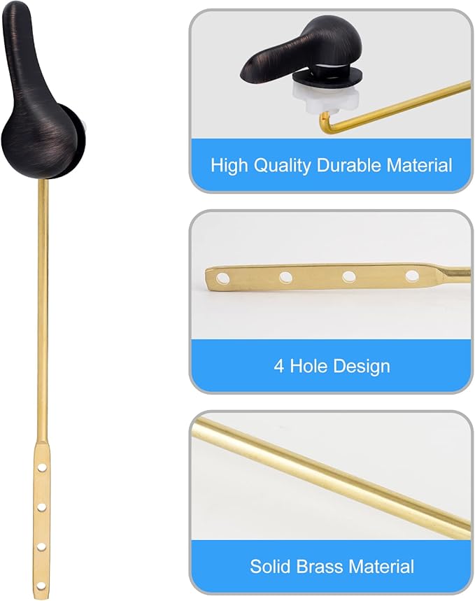 iFealClear 2 Pack Toilet Handle Replacement Kit, Universal Front Mount Tank Flush Lever Replacement, Solid Brass Trip Lever Fits Most Toilets, Oil Rubbed Bronze