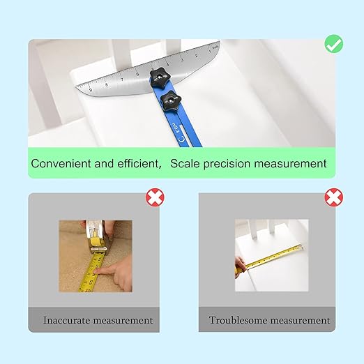Stair Treads Gauge Template Tool - Staircases Jig, Measuring Set, Shelf Scribe Tools for Stairs, Risers, Shelf and Cutting Drywall Wizard, 11.4In to 60.7In