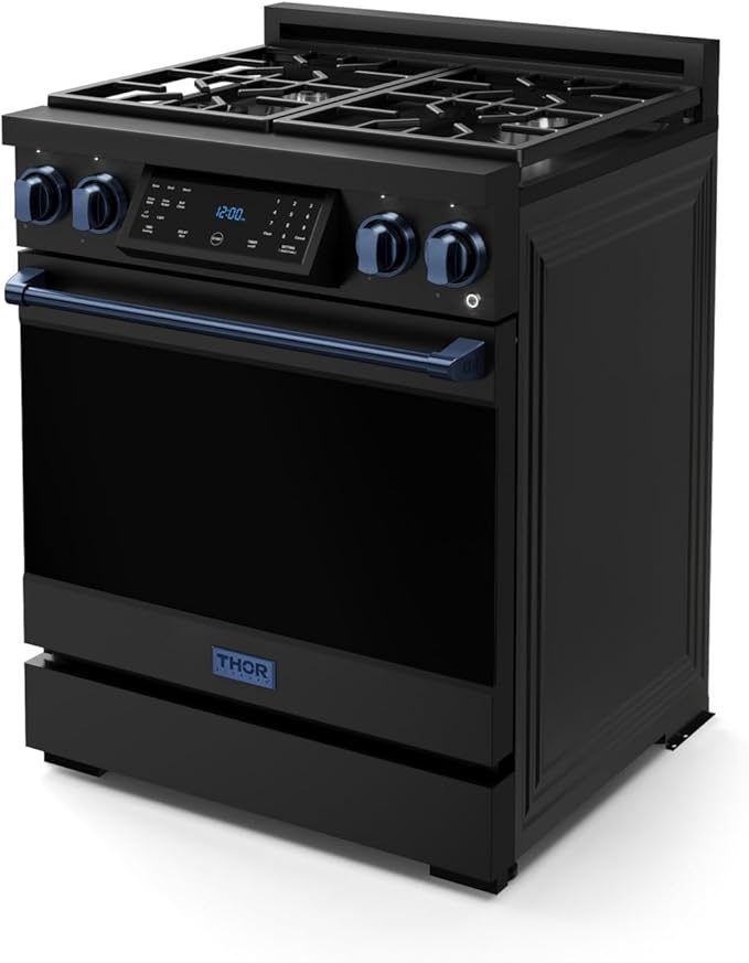 Gordon Ramsay by THOR Kitchen 30 Inch Professional Liquid Propane Range with Tilt Panel Touch Control in Black/Navy Blue