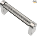 Alzassbg 10 Pack Satin Nickel Cabinet Pulls, 3 Inch(76mm) Hole Centers Cabinet Handles Kitchen Hardware Knurled Drawer Handle Pull AL3101SN