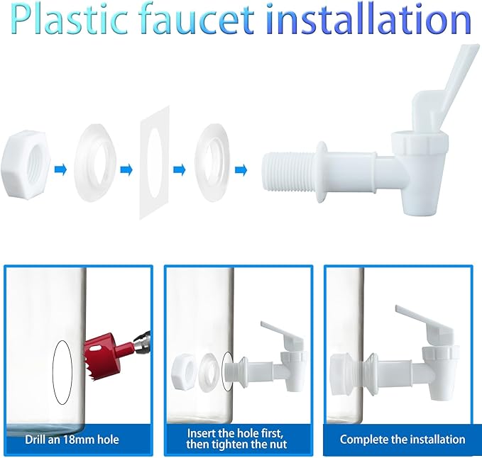 Replacement Cooler Faucet Water Bottle Jug,Water Dispenser Tap Set,BPA-Free Plastic Spigot Spout Water Beverage Lever Pour Dispenser Valve,Water Crock Tap (4 White)