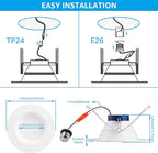 TORCHSTAR 8-Pack 5CCT 6 Inch LED Recessed Lighting Retrofit Downlight, Aluminum Anti-Glare Deep Baffle Trim, 1200LM 15W=120W, CRI90 Dimmable Remodel Can Lights, JA8 ETL, 2700K3000K3500K4000K5000K