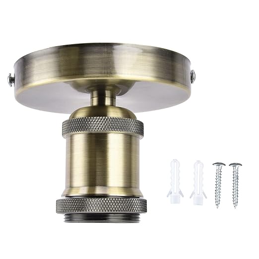 E26/E27 Screw Head Light Socket 100-240V Vintage Ceiling Light Wall Lamp Bulb Holder Socket for Hallway,Kitchen,Basement,Garage,Bar,Restaurant (Bronze)