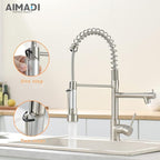 AIMADI Kitchen Faucet with Pull Down Sprayer,Commercial Single Handle High Arc Stainless Steel Brushed Nickel Kitchen Sink Faucet