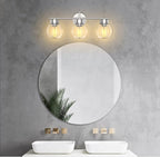 EAPUDUN 3 Light Bathroom Vanity Light, Brushed Nickel Bathroom Light Fixtures with Clear Glass Shade Wall Sconce, Porch Wall Lamp for Mirror, WLA1435-BNK