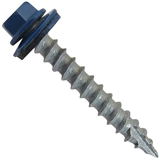 #14 Metal ROOFING SCREWS:(250) Screws x 1-1/2" GALLERY BLUE Hex Head Sheet Metal Roof Screw. Self starting/tapping metal to woodsheet metal siding screws. EPDM washer. for corrugated roofing
