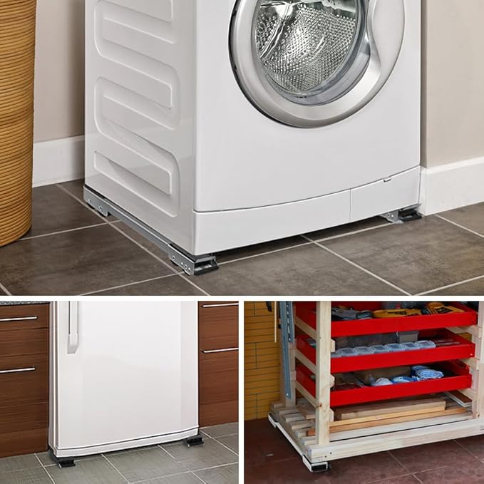 LUCKUP Heavy Duty Appliance Rollers, Extendable Washing Machine Stand Furniture Rollers Mobile Fridge Base Furniture Sliders for Refrigerators Washer and Dryer Support 660 lbs, White