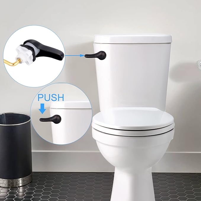 iFealClear 2 Pack Toilet Handle Replacement Kit, Universal Front Mount Tank Flush Lever Replacement, Solid Brass Trip Lever Fits Most Toilets, Oil Rubbed Bronze