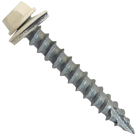 #14 Metal ROOFING SCREWS: (250) Screws x 1-1/2" IVORY Hex Head Sheet Metal Roof Screw. Self starting/tapping metal to woodsheet metal siding screws with EPDM washer. for corrugated roofing