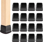 Ezprotekt 24 Pcs Square Chair Leg Floor Protectors with Felt, Silicone Felt Furniture Pads for Hardwood Floor, Dining Table Leg Caps Covers No Scratches and Noise (L Fit: 1" - 1.4", Black)