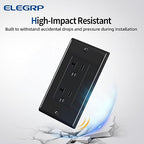 ELEGRP Glossy Black Decorator Electrical Wall Outlet Receptacle, 20A 125V Standard Outlets, 2 Pole 3 Wire, Non-Tamper Resistant, NEMA 5-20R, Self-Grounding, Wall Plate Included, UL Listed, 20 Pack