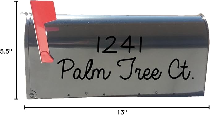 Personalized Mailbox Decal Set of 2 Decals With Street Address & Street Name Custom Design Mailbox Sticker Vinyl Letters VWAQ-CMB4 (BLACK)