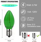 10 Pack Christmas Replacement Multicolour Bulbs,Outdoor Individual LED Bulbs for Events, Holiday Parties, Patios C7/E12 Candelabra Base,Shatterproof Plastic