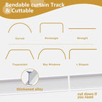 Bendable Ceiling Curtain Track Ceilings Mount or Wall Mounted Heavy-Duty Room Divider Curtains Rails for Living room Bedroom Shower Privacy RV Garage Dividers with Clips，White 12 FT