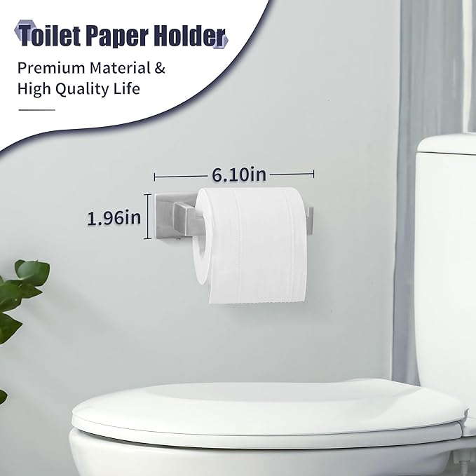 10-Pieces Brushed Nickel Bathroom Accessories Set, Stainless Steel Bathroom Hardware Set, Towel Racks for Bathroom Wall Mounted 24 Inch Bath Towel Bar Set.