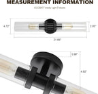 2 Light Vanity Light Side Mirror Farmhouse Bathroom Fixtures Black, E26 Wall Lamps for Bedroom, Industrial Lighting, Modern Lights With Glass Shade