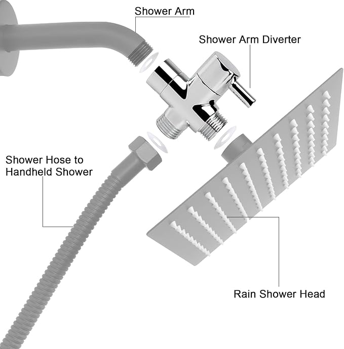 1/2" Brass 3-Way Switch Valve Shower Switch Adapter with Seal, Three-Way Vents Adapter Switch Valve for Shower System, Kitchen, Bathroom, Chrome