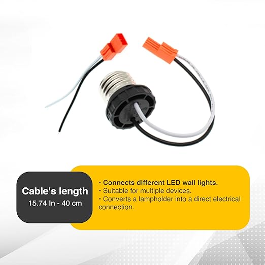 6 Pack Pigtail Light Socket Extender for E26 E27 Bulb Adapter with 15.75 Inch Cable