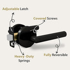 Mega Handles Ronn Passage Lever Door Handle Set for Hallway, Closet and Bathroom, Heavy Duty Door Levers, Fits All Standard Door Sizes, Screws Included - Onyx (1 Pack)