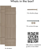 Board & Batten Vinyl Shutters (1 Pair) | 14.5"x59" (4-Board) - Coastal Sand Dune | Exterior Window Shutters | Includes Mounting Hardware | Simple Installation | Made in USA