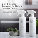 MORE Stone & Quartz Cleaner + Protector - Water Based Formula for Natural Stone and Quartz Surfaces (Pint 16 oz - Twin Pack)