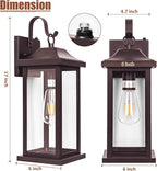 Dusk to Dawn Outdoor Lighting for House 17 Inch Large 1-Pack, Oil Rubbed Bronze Exterior Light Fixture for Front Porch Light with Clear Tempered Glass Waterproof Outside Wall Mounted Lamp