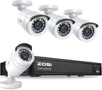 ZOSI H.265+ Full 1080p Home Security Camera System with AI Human Vehicle Detection, 8 Channel 5MP-Lite CCTV DVR (No HDD), 4 x 1080p Weatherproof Surveillance Camera Outdoor Indoor, 80ft Night Vision