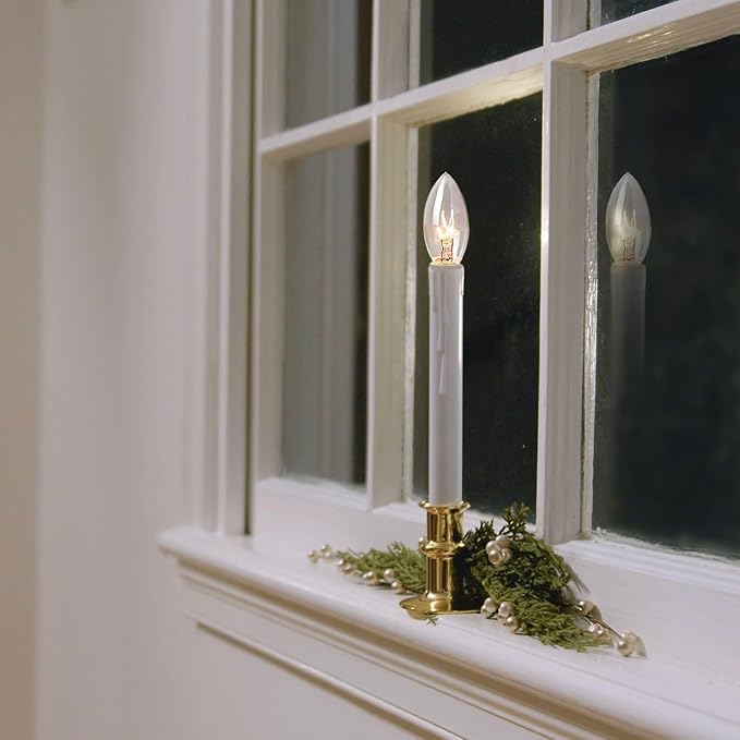 25 Pack Candle Light Bulbs C26 Torpedo Candelabra Bulbs 7 Watt Clear, E12 Base Bulbs for Chandelier Light Night Light Electric Window Candle Lamps ASIN