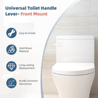 iFealClear 2 Pack Universal Toilet Handle Lever Flush Replacement, Front Mount Toilet Trip Lever Compatible with American Standard, Stainless Steel Flapper Chain, Solid Brass, White