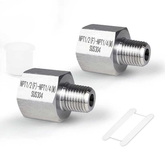 2 pieces，Npt1/2 Female to Npt1/4 Male Thread Adapter, Water line adapter，Fabricate of 304 Stainless Steel