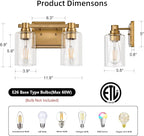 2 Lights Bathroom Lighting Fixtures Over Mirror Gold Bathroom Vanity Light Fixture Farmhouse Vanity Light Vintage for Bedroom Living Room Hallway