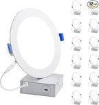 Lepro 12 Pack 4 inch Canless LED Recessed Light Ultra-Thin, Dimmable Downlight 5000 Kelvin Daylight with Junction Box, 750 Lumen High Brightness 10 watt Eqv. 80 watt 50,000 Hours Lifespan