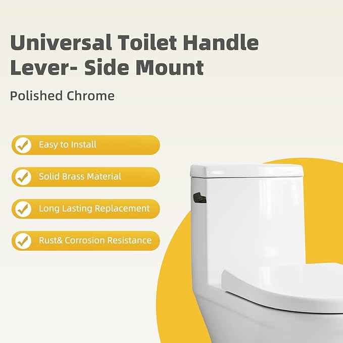 iFealClear Universal Metal Side Toilet Flush Hnadle Replacement, Angle Mount Toilet Handle Replacement Compatible with Kohler, American Standard, TOTO, Mansfield, Solid Brass, Oil Rubbed Bronze