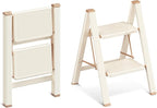 GameGem 2 Step Ladder, 2 Step Stool for Adults, Folding Step Ladder with Secure Footing, Widened Pedal, Aesthetically Pleasing Looking, Blends Right into Domestic Rooms, Cream Chocolate