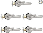 Orger 5 Pack Brushed Nickel Passage Door Lever Keyless Closet Door Handle, Interior Non-Locking Lever Sets Keyless Nickel Finish Door Lock for Right & Left Handed Doors, Stainless Steel
