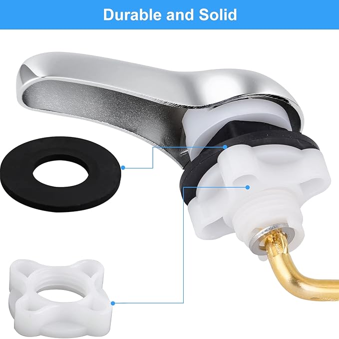 iFealClear 2 Pack Universal Brass Toilet Handle Replacement Kit, Side/Angle Mount Toilet Tank Flush Lever with Lock Nut, Fits Most Toilets, Chrome